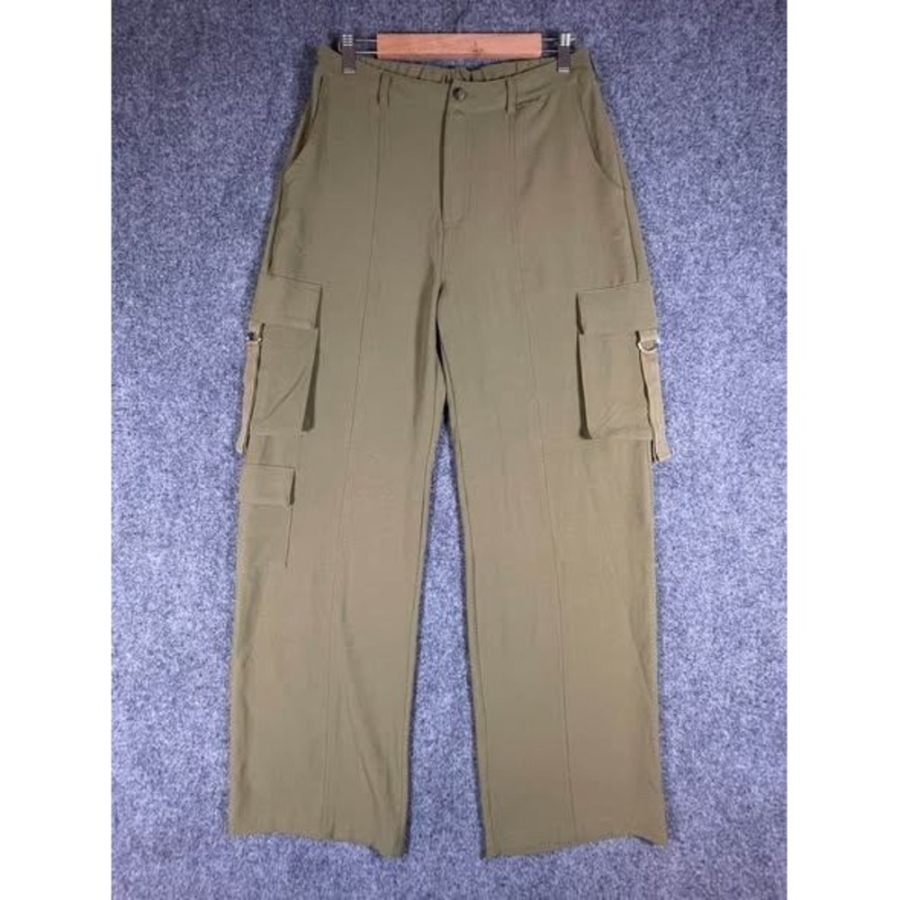 Willow & Root Wide Leg Cargo Pant Womens Large Olive Green Flowy Side Pockets